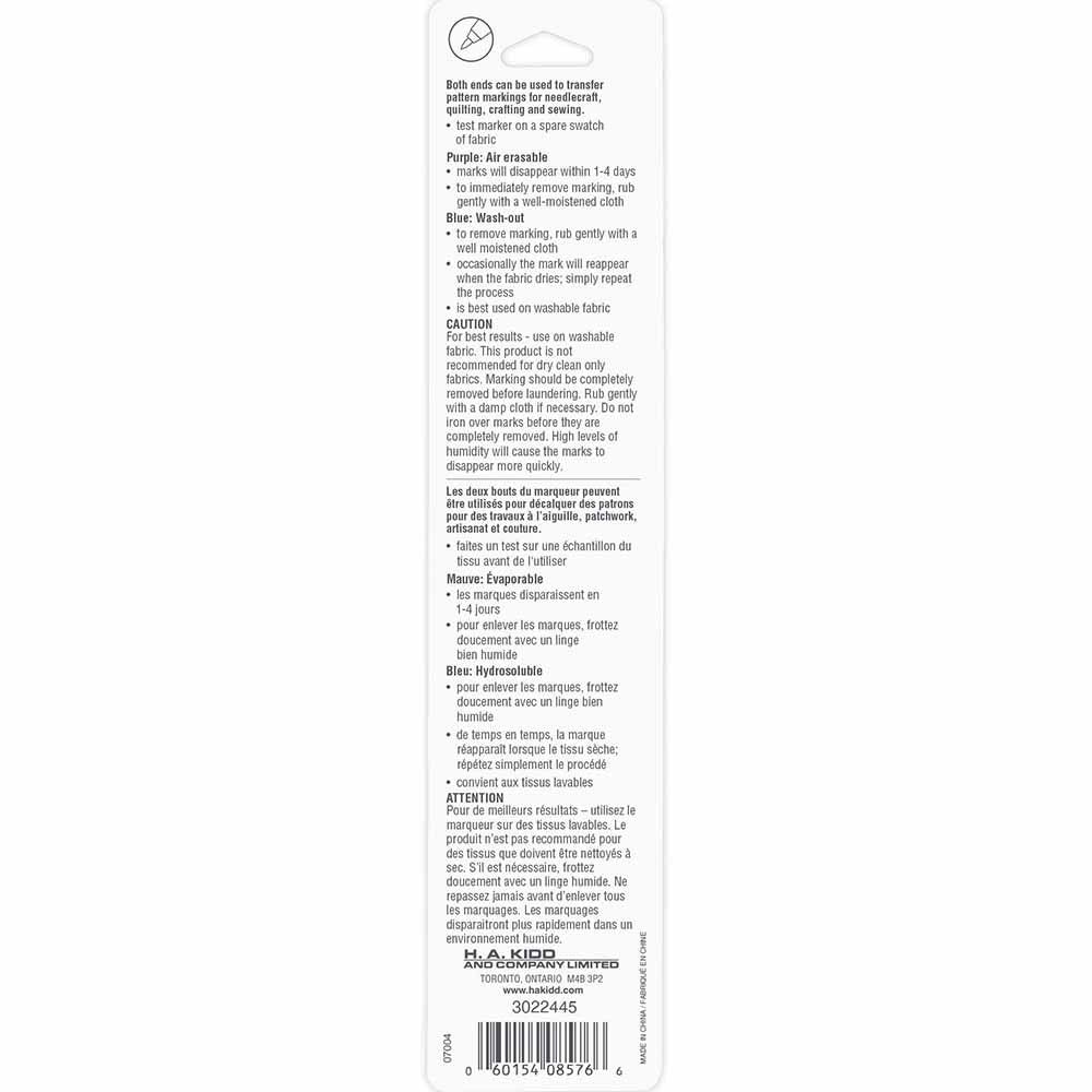 Dual-Tip Wash-out/Air Erasable Marking Pen