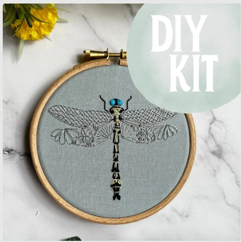 Olive Clubtail Dragonfly - Mini Embroidery Kit