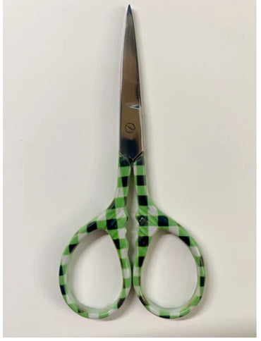 Green Gingham - Colourful Handle Scissors