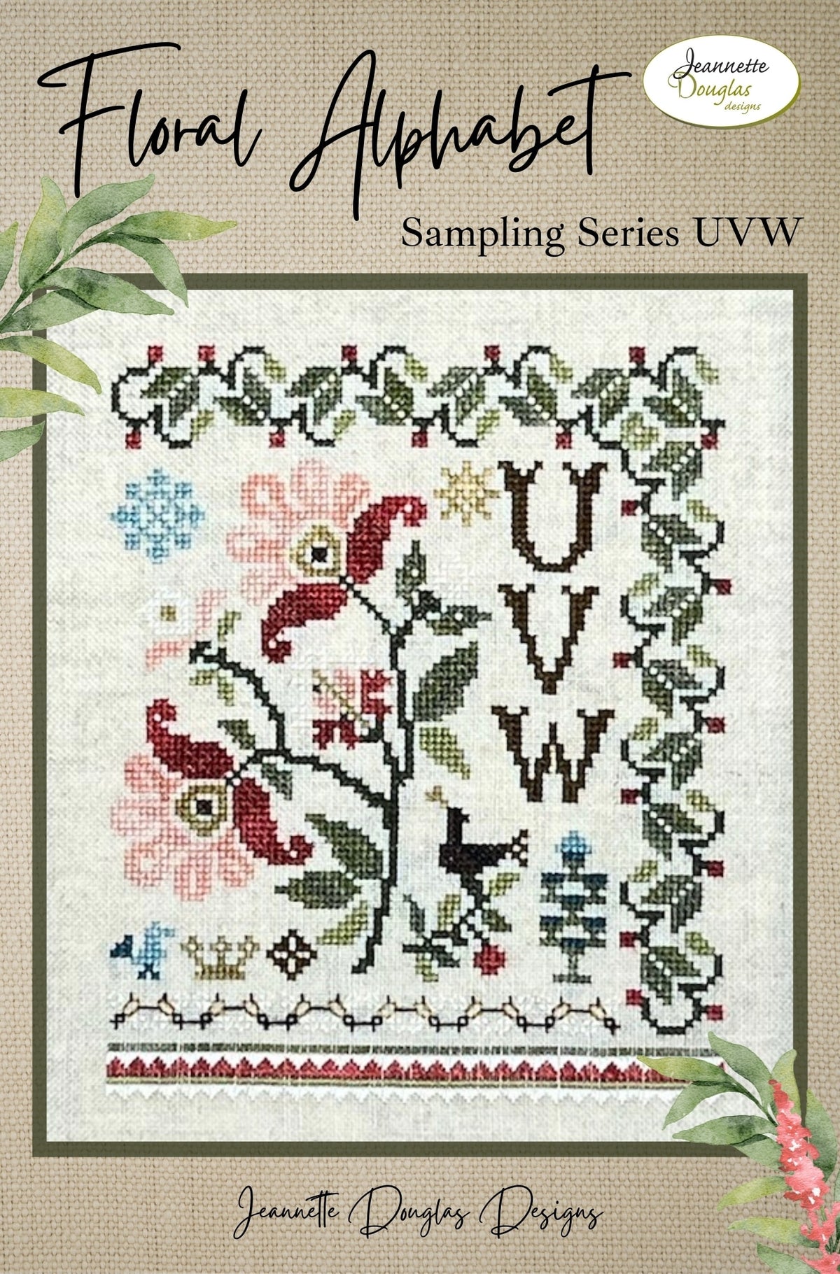Floral Alphabet Sampling Series (UVW)
