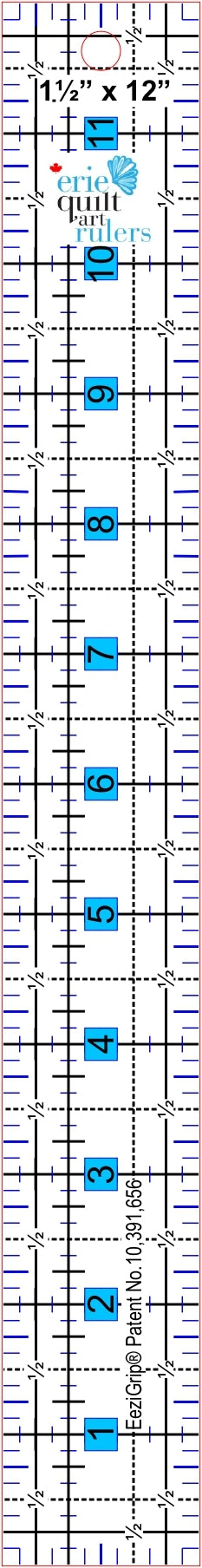 Quilting/Sewing Non-Slip Ruler - 12" Long
