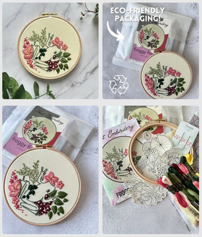 Froggy Flowers - Embroidery Kit