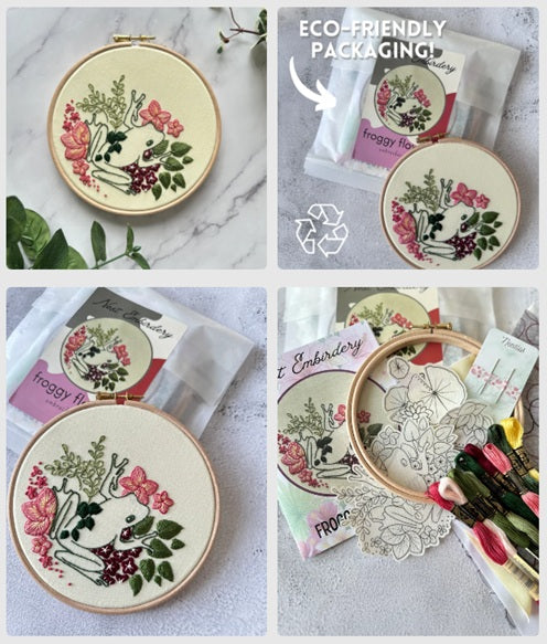 Froggy Flowers - Embroidery Kit