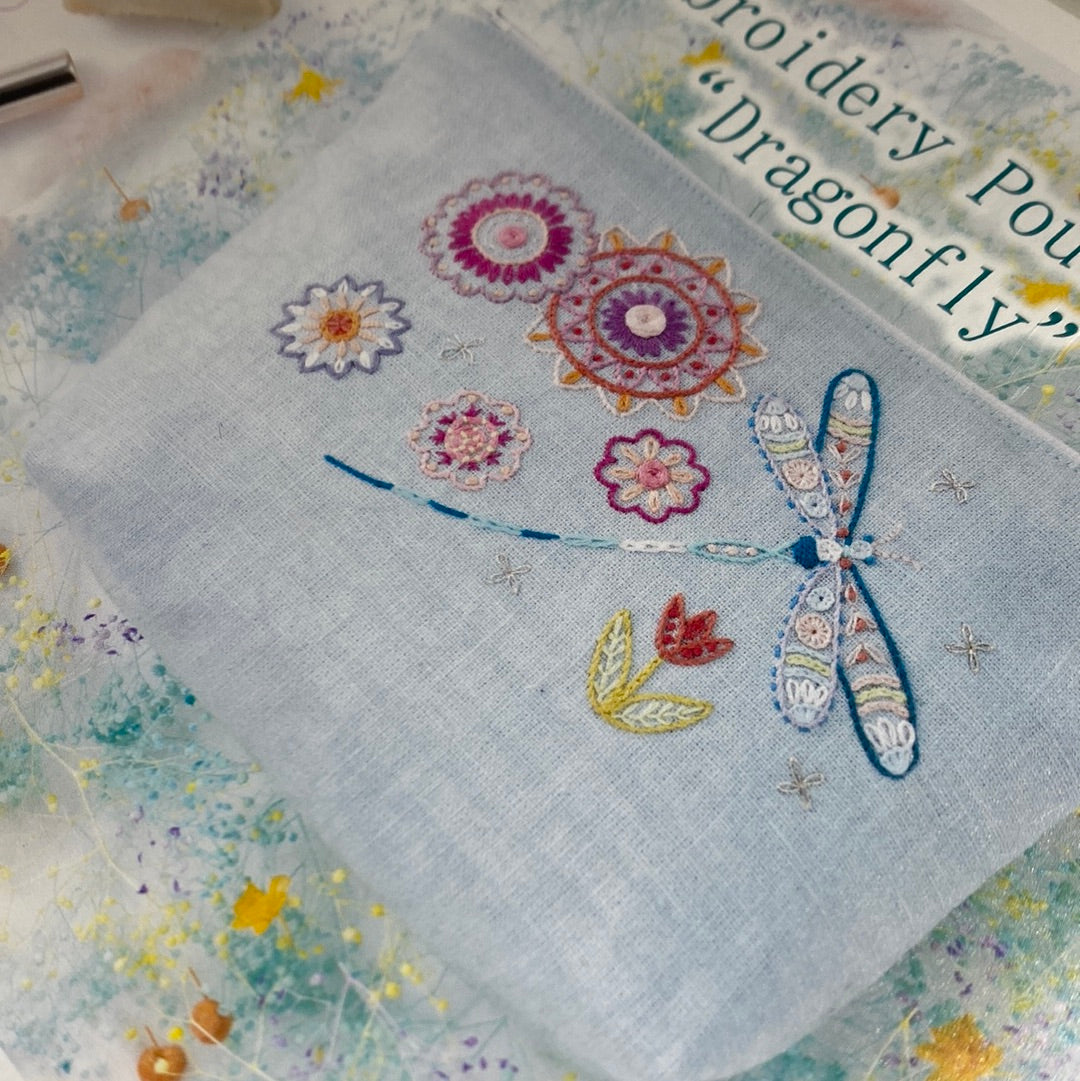 Embroidery Pouch Kit : Dragonfly (Clearout)