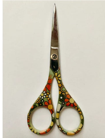 Retro Flower - Colourful Handle Scissors