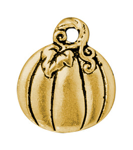 Drop Charm - Pumpkin, Antique Gold