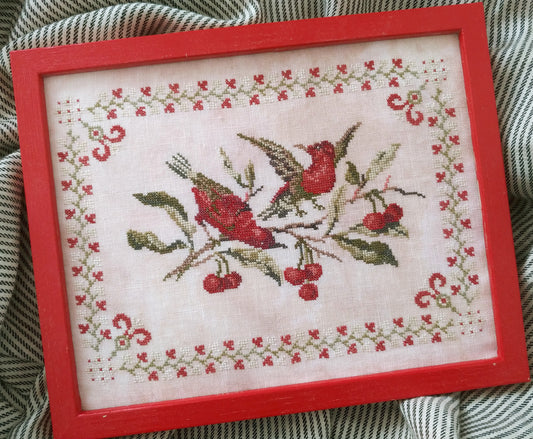 Up in the Cherry Boughs: Adapted from an antique woolwork.