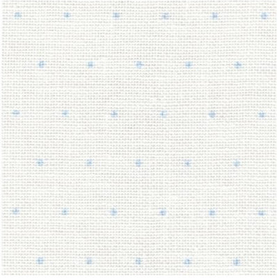 White | Mini Dots Blue Dot - Cashel Linen 140cm - 28 count METRIC