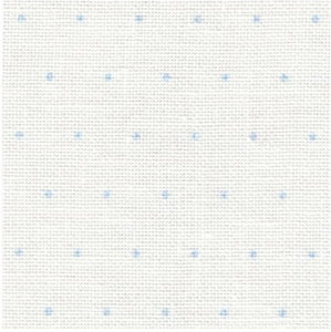 White Mini Dots (Blue Dot) - Cashel Linen - 28 count