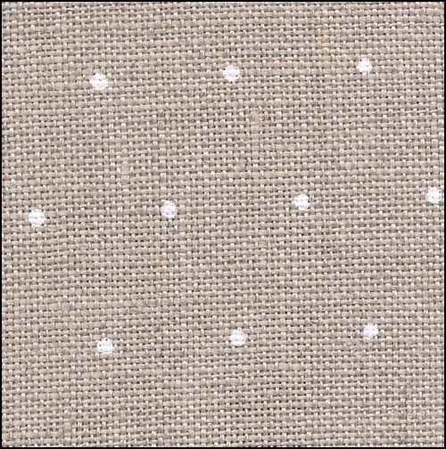 Natural (Raw) | White Mini Dots - Edinburgh Linen - 36 count (Discontinued Colour)