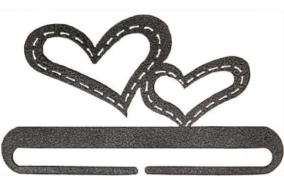 Stitched Hearts - 6" wide - Charcoal | Copper
