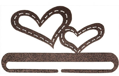 Stitched Hearts - 6" wide - Charcoal | Copper