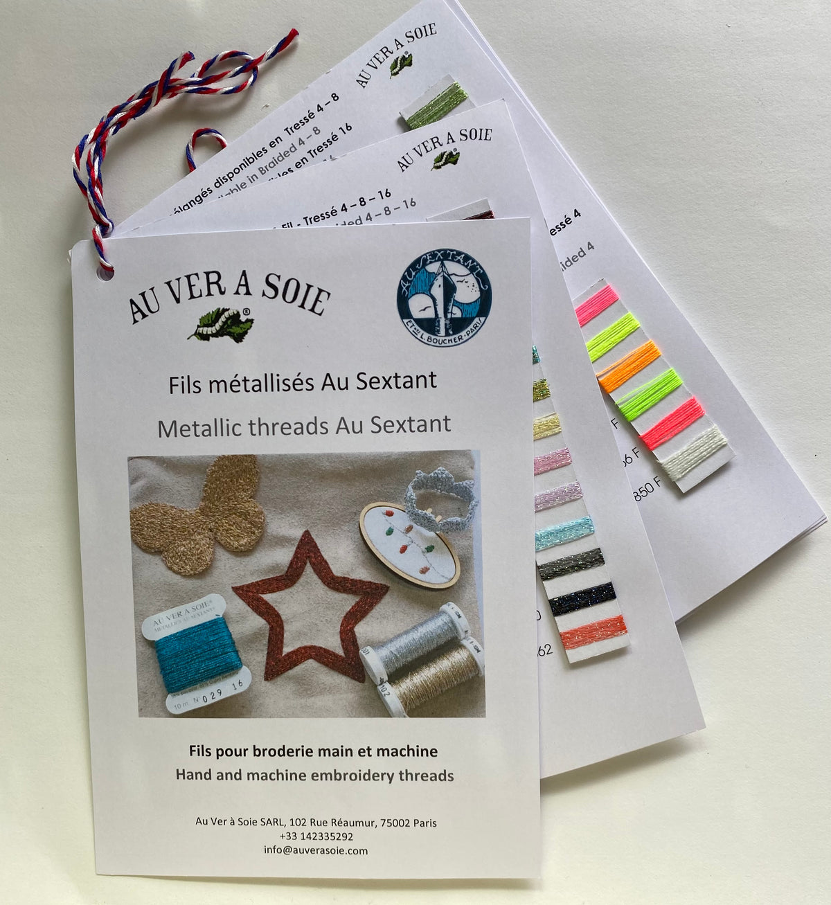 Au Ver a Soie:  Carte de coloris Métallisés au Sextant® - Real Thread Colour Card