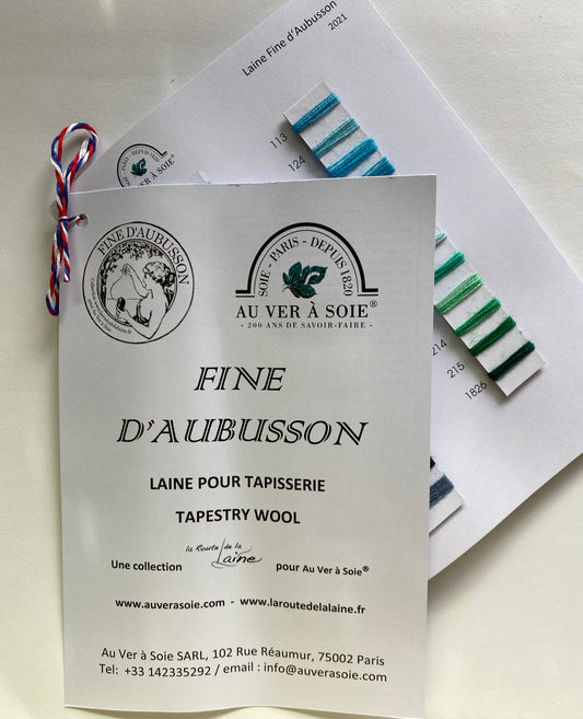 Au Ver a Soie:  Carte de coloris Laine Fine d'Aubusson | Crewel Wool - Real Thread Colour Card