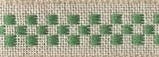 Natural (Green) - Checkers Linen Ribbon 0.7" - 27 count