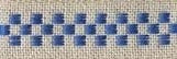 Natural (Royal Blue) - Checkers Linen Ribbon 0.7" - 27 count