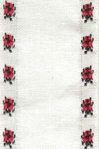 Antique White (Red & Black) - Ladybug Linen Banding 2.7" - 27 count
