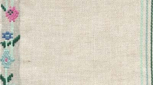 Driftwood (Teal, Green & Sage) - Floral Trellis Linen Banding 6.9" - 27 count