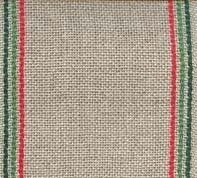 Natural (Red & Green) - Taylor Linen Banding 2.9" - 27 count