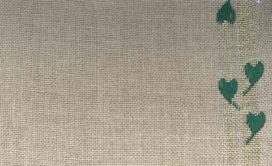 Natural (Green & Gold) - Folk Hearts Linen Banding 5.5" - 27 count